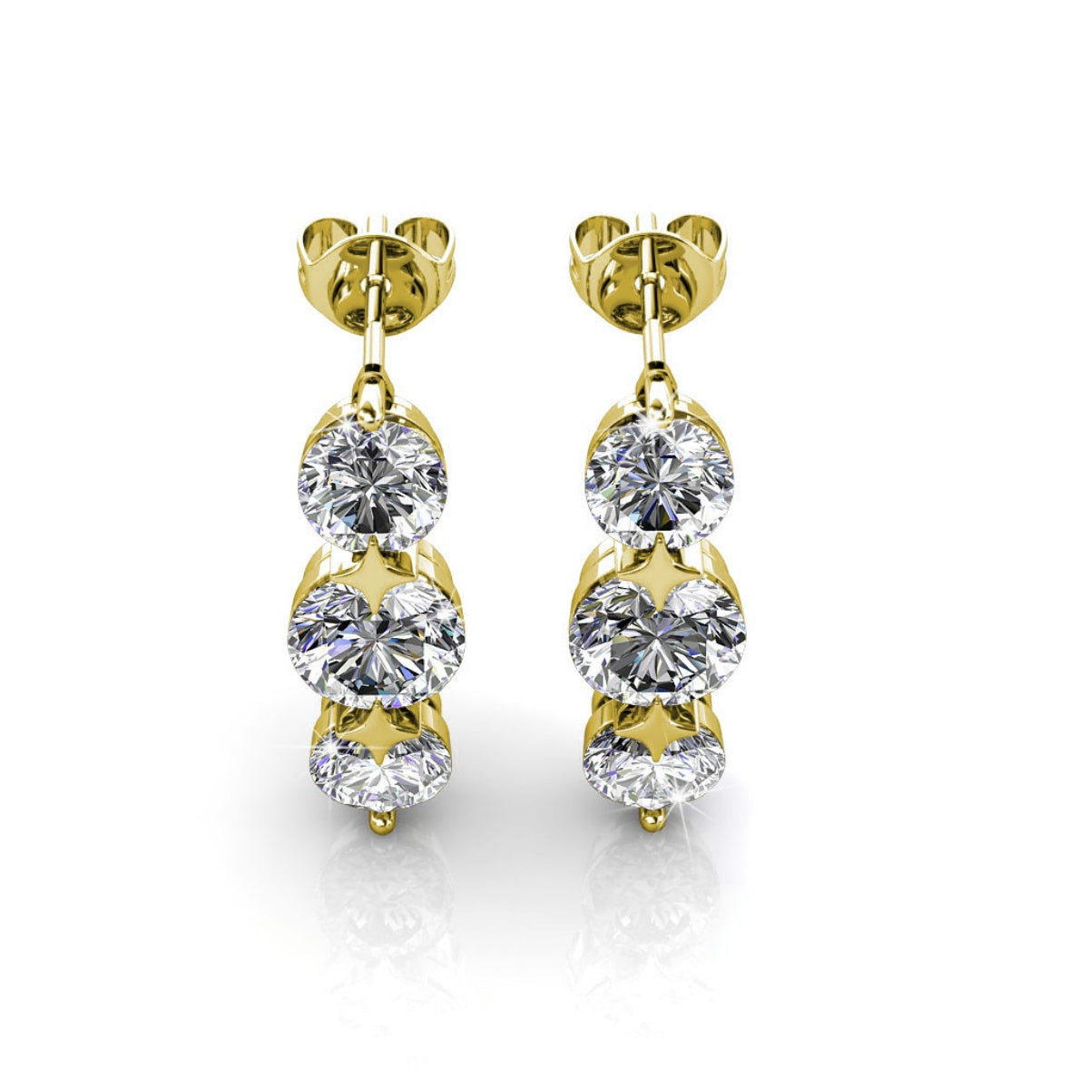 Ellie 18k White Gold Plated Stud Drop Earrings with Swarovski Crystals