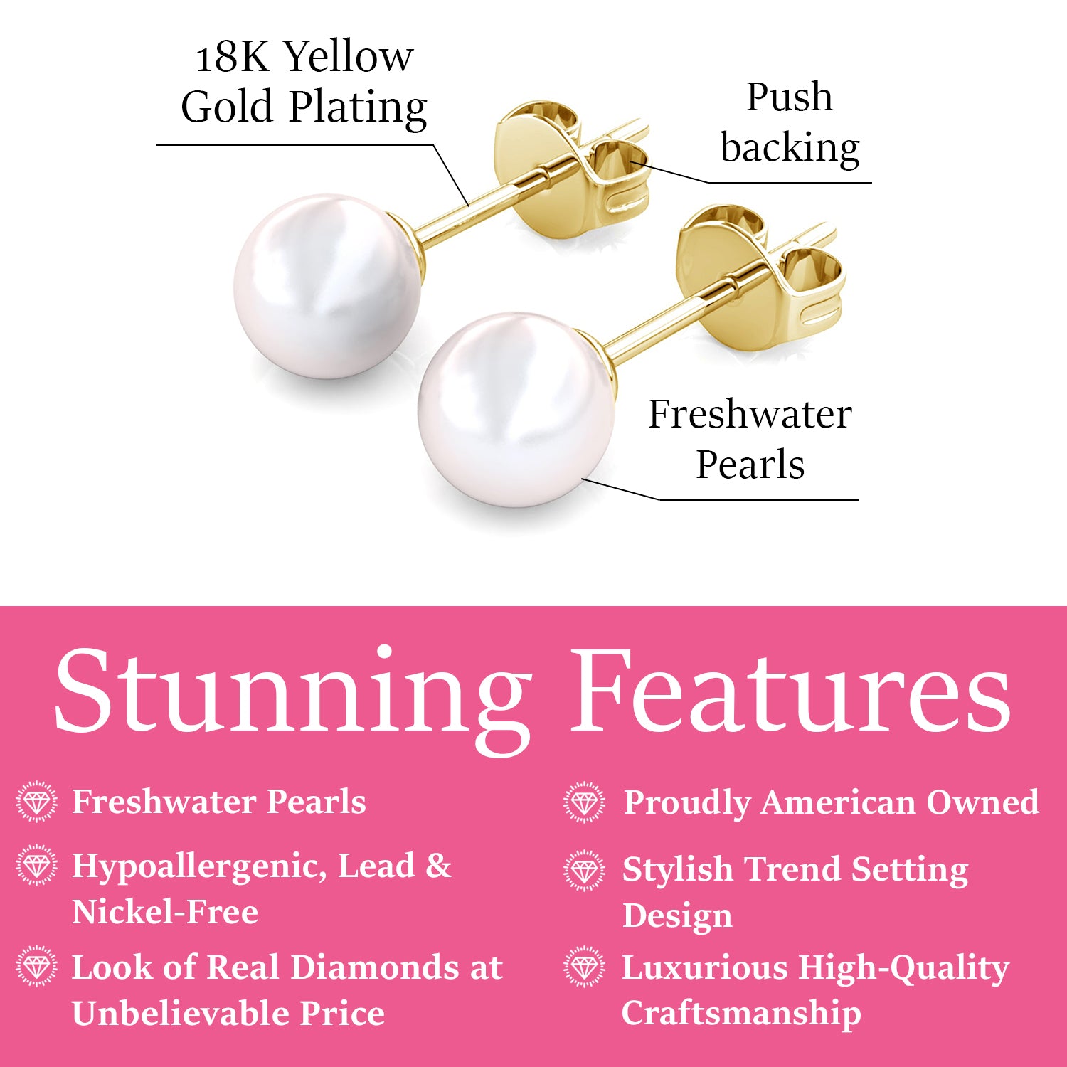 Vivienne “Brave” 18k Gold Plated Pearl Stud Earrings