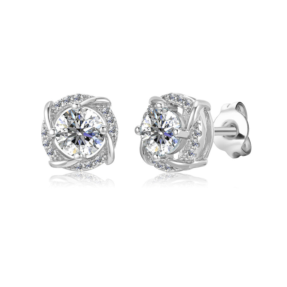 Moissanite by Cate & Chloe Jemma Sterling Silver Stud Earrings with Moissanite and 5A Cubic Zirconia Crystals