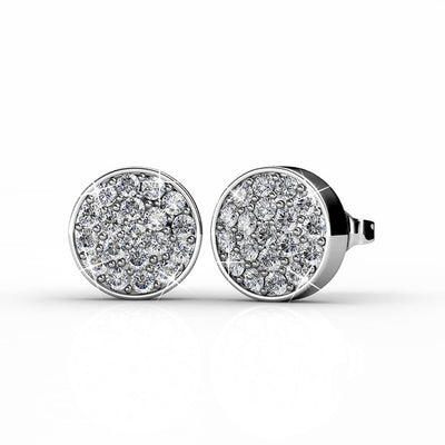 Nelly Pave Stud Earrings 18k White Gold Plated with Swarovski Crystals
