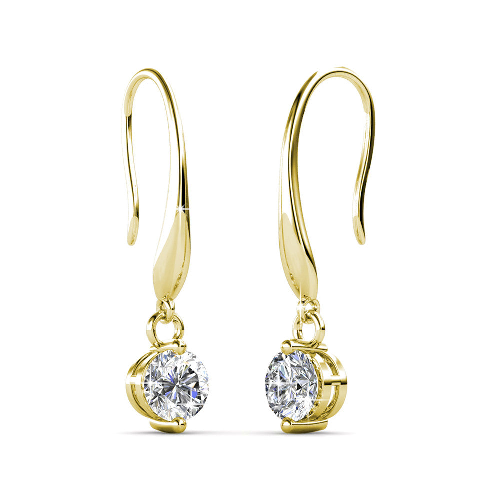Veronica “Victorious” 18k White Gold Plated Swarovski Drop Earrings