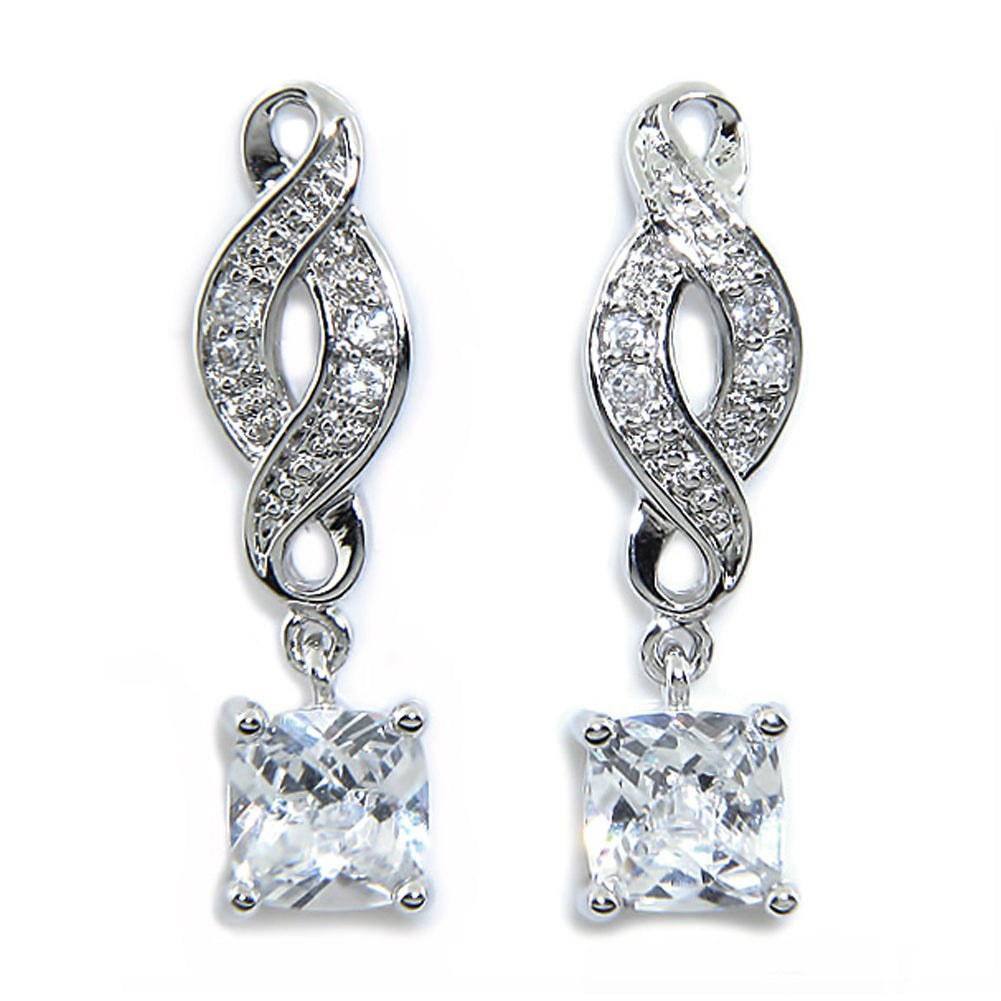 Iris "Noble" 18k White Gold CZ Infinity Necklace and Earrings Jewelry Set